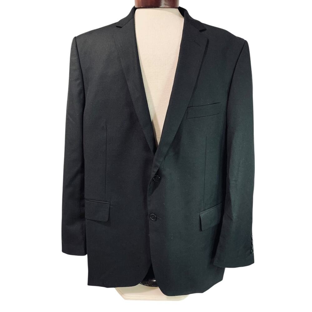 48R Lineage Mens Black Suit Coat Jacket Single Breasted